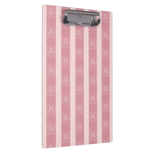 Cute Pink Bow Stripe Pattern – Girly Aesthetic クリップボード (右)