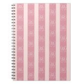 Cute Pink Bow Stripe Pattern – Girly Aesthetic ノートブック (正面)
