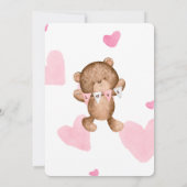 Cute Pink Bow Teddy Bear Shower Welcome 招待状 (裏面)