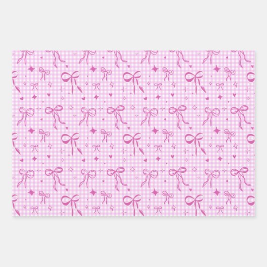 Cute Pink Bow Wrapping Paper ラッピングペーパーシート (正面)