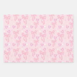 Cute Pink Bow Wrapping Paper ラッピングペーパーシート