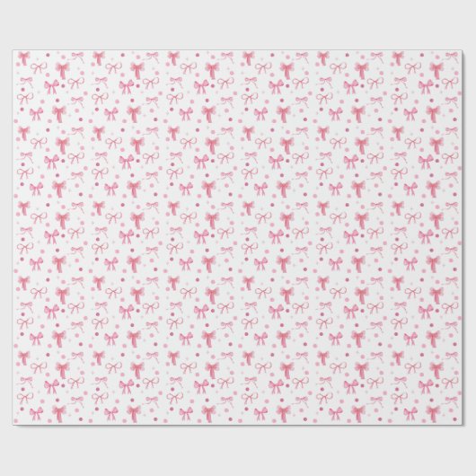Cute Pink Bow Wrapping Paper ラッピングペーパー (フラット)