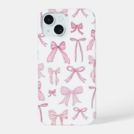 Cute Pink Bows Aesthetic Phone Case iPhone 15ケース