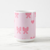 Cute Pink Bows and Hearts Coque コーヒーマグカップ (中央)
