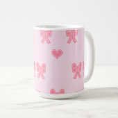 Cute Pink Bows and Hearts Coque コーヒーマグカップ (正面右)