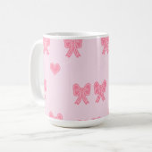 Cute Pink Bows and Hearts Coque コーヒーマグカップ (正面左)