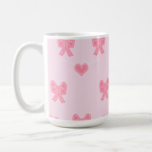 Cute Pink Bows and Hearts Coque コーヒーマグカップ (左)