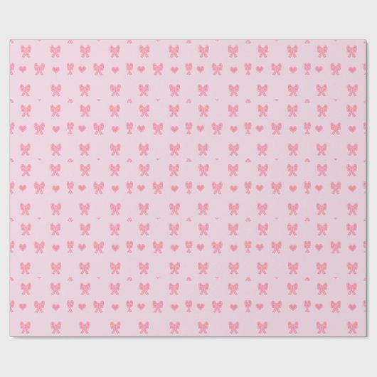  Cute Pink Bows and Hearts Coque ラッピングペーパー (フラット)