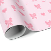  Cute Pink Bows and Hearts Coque ラッピングペーパー (ロールコーナー)