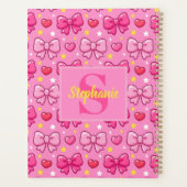 Cute Pink Bows and Hearts Personalized Monogram プランナー手帳 (裏面)