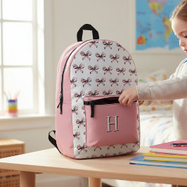 Cute Pink Bows Backpack with Monogram プリントバックパック