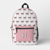 Cute Pink Bows Backpack with Monogram プリントバックパック (正面)