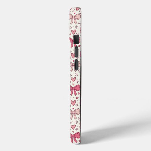 Cute Pink Bows Hearts Hand-Sketched Pattern Case-Mate iPhoneケース (裏面 / 左)