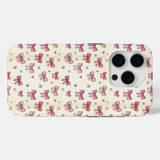Cute Pink Bows Hearts Stars Coquette Pattern Case-Mate iPhoneケース (裏面 (横))