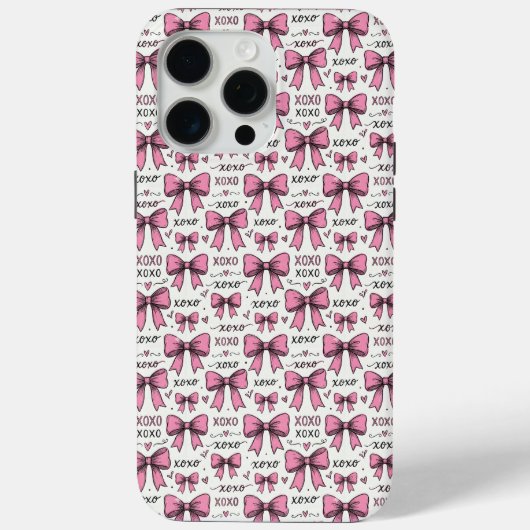 Cute Pink Bows XOXO Doodle Coquette Pattern Case-Mate iPhoneケース (裏面)