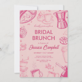 Cute Pink Bridal Brunch With Bride Bridal Shower 招待状