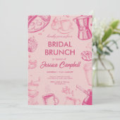 Cute Pink Bridal Brunch With Bride Bridal Shower 招待状 (スタンド正面)