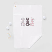 Cute Pink Bunnies Happy Easter Bunny Women Girls T ゴルフタオル (インサイチュ)