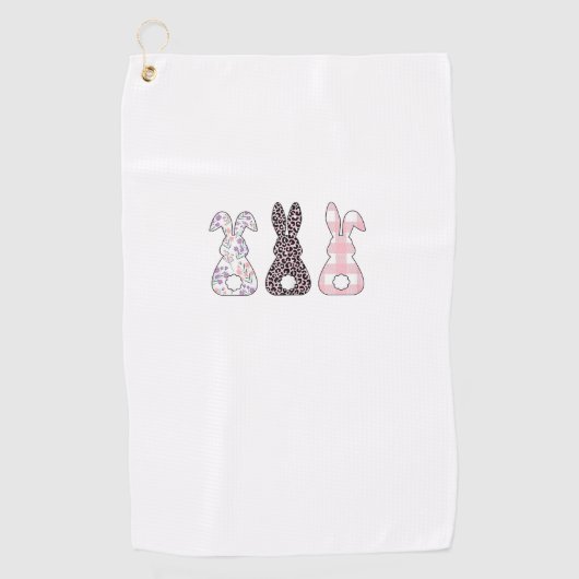 Cute Pink Bunnies Happy Easter Bunny Women Girls T ゴルフタオル (正面)