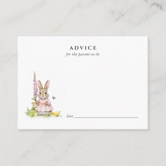 Cute Pink Bunny Baby Advice card アドバイスカード (正面)