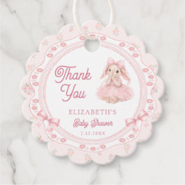 Cute Pink Bunny Baby Shower Thank You フェイバータグ