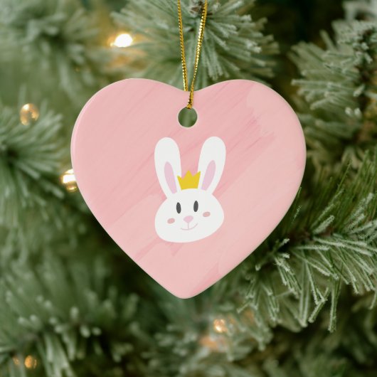Cute Pink Bunny Heart Ornament セラミックオーナメント (ツリー)