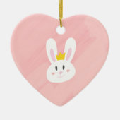 Cute Pink Bunny Heart Ornament セラミックオーナメント (正面)