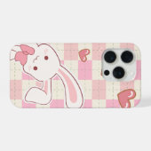 Cute Pink Bunny Phone Case | Kawaii Rabbit Heart P iPhoneケース (裏面横)