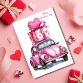 Cute Pink Car Valentine`s Day Card  カード