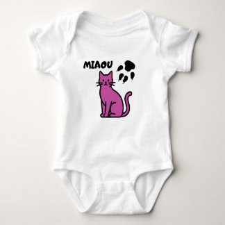 Cute Pink Cat “MIAOU” Baby Bodysuit ベビーボディスーツ