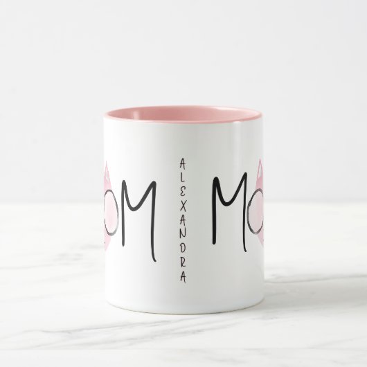 Cute Pink Cat's Mother Mothers Day Personalized  マグカップ (中央)