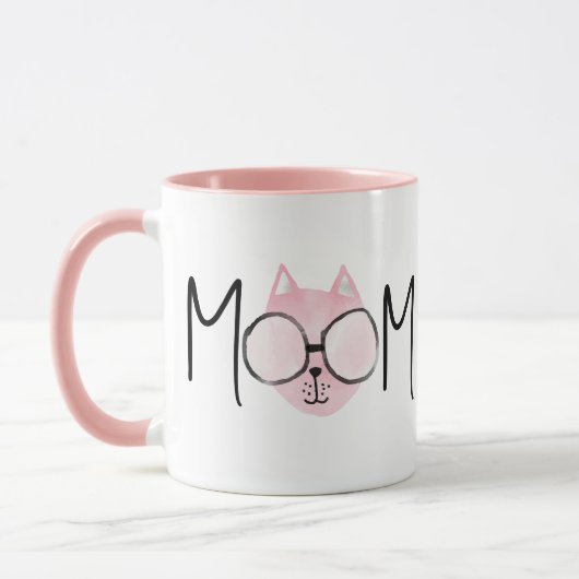 Cute Pink Cat's Mother Mothers Day Personalized  マグカップ (左)