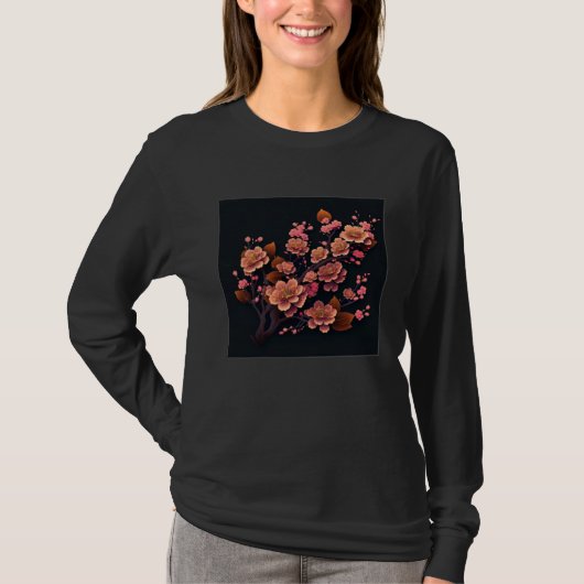 Cute Pink Cherry Blossom Illustration Flowers Mini Tシャツ (正面)
