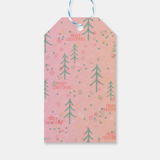 Cute Pink Christmas ギフトタグ (裏面)