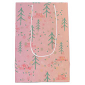 Cute Pink Christmas ミディアムペーパーバッグ (裏面)