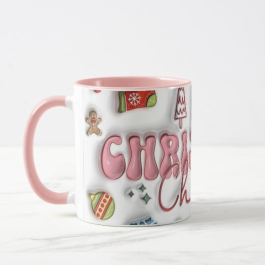 Cute Pink Christmas Cheer Mug マグカップ (左)
