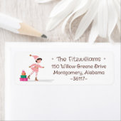 Cute Pink Christmas Elf Ice Skating  ラベル (インサイチュ)