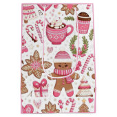 Cute Pink Christmas Gift Bag ミディアムペーパーバッグ (裏面)