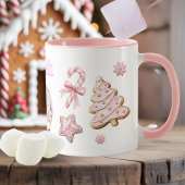 Cute Pink Christmas gingerbread Cookies Name マグカップ