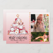Cute Pink Christmas Kitties シーズンカード (正面/裏面)