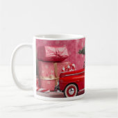 “Cute Pink Christmas Mug – Red Car & Tree Holiday コーヒーマグカップ (左)