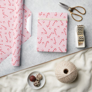 Cute Pink Christmas pattern - Candy Cane- Seamless ラッピングペーパー