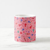 “Cute Pink Christmas Pattern Mug – Festive Holiday コーヒーマグカップ (中央)
