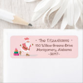 Cute Pink Christmas Santa Claus Ice Skating  ラベル (インサイチュ)