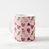 Cute Pink Christmas Seamless Pattern コーヒーマグカップ (正面左)