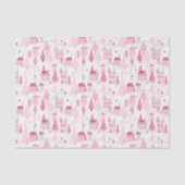 Cute Pink Christmas Village Snowy Day 薄葉紙 (正面)