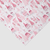 Cute Pink Christmas Village Snowy Day 薄葉紙 (詳細)