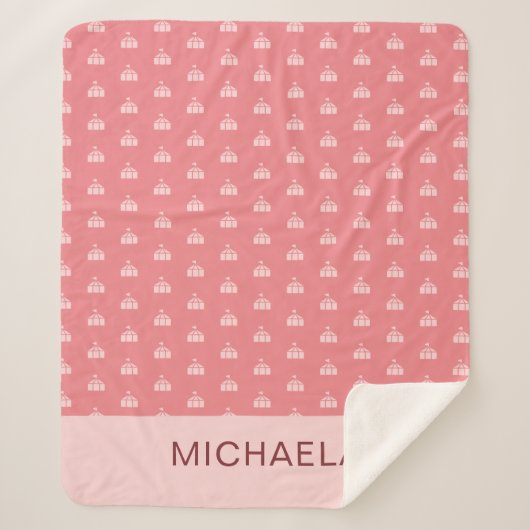 Cute Pink Circus Tent Personalized シェルパブランケット (正面)