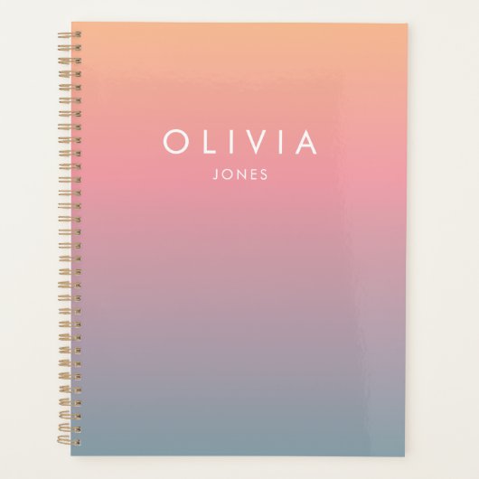 Cute Pink Colorful Ombre Personalized Name プランナー手帳 (正面)