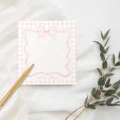 Cute Pink Coquette Bow Gingham Personalized Name ノートパッド